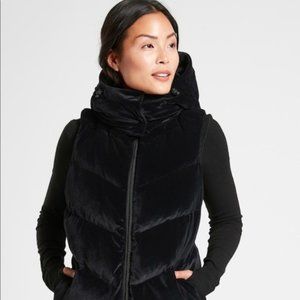 NWT Athleta Black Lofty Velvet Down Vest (S)